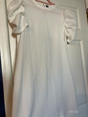 Shein Ruffle Sleeve White Dress M